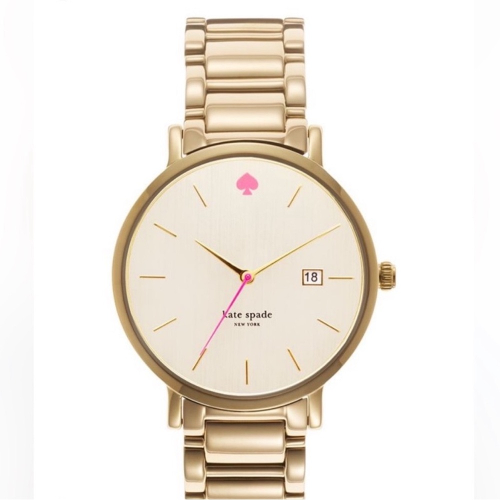 Kate Spade Gold Watch with Pink Spade Detail